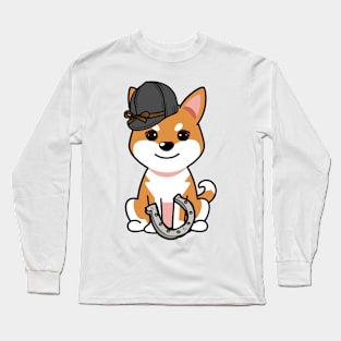 Funny orange dog is ready to ride a horse Long Sleeve T-Shirt